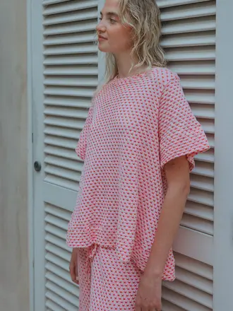 Love Sundaily Valma T-Shirt - Jacquard Pink/Red