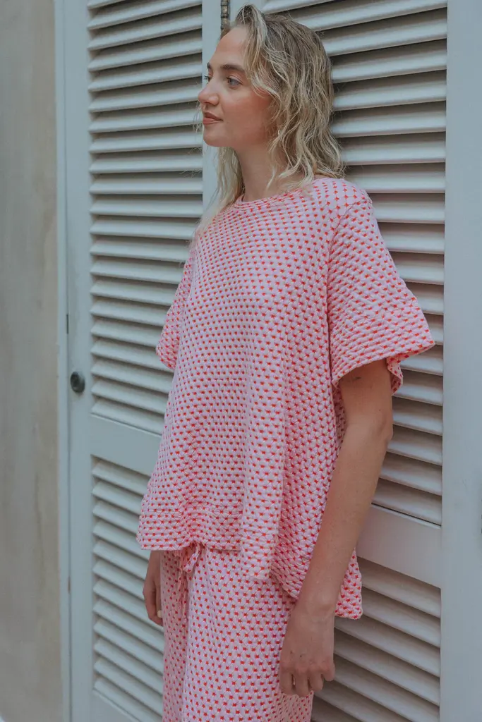 Love Sundaily Valma T-Shirt - Jacquard Pink/Red