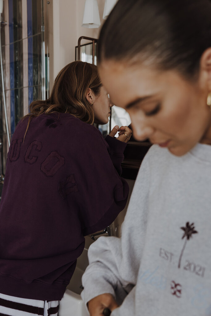 Cou Cou Collection Joseph Sweater - Light Grey/Palmtree