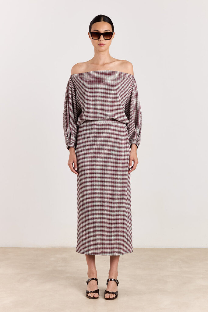 Studio Clique Celena Skirt - Cranberry/Light Grey