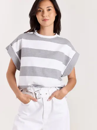 Studio Clique Mika Tee - Grey Melange/White