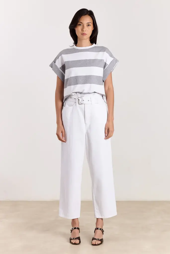 Studio Clique Mika Tee - Grey Melange/White