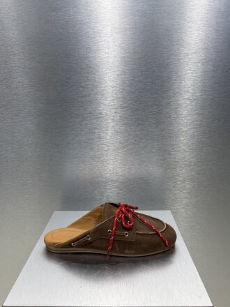 Posa Boat Loafer Mule Suede - Dark Brown