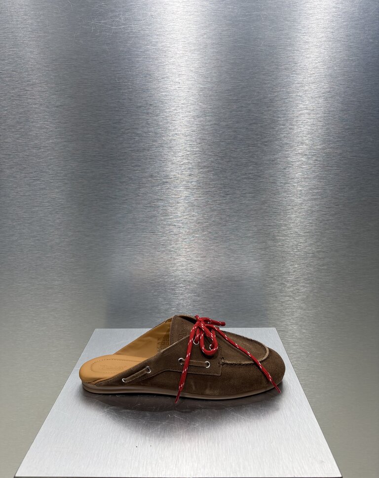 Posa Boat Loafer Mule Suede - Dark Brown