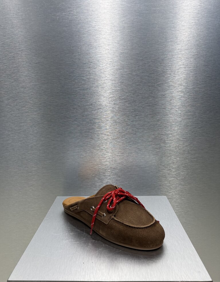 Posa Boat Loafer Mule Suede - Dark Brow