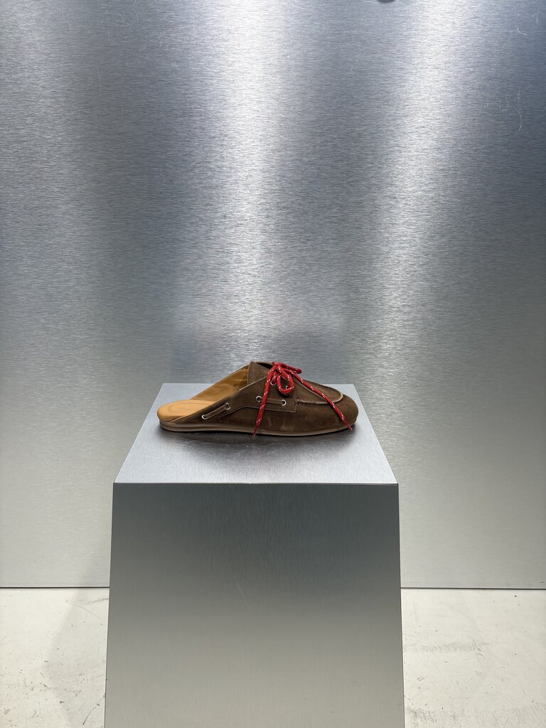 Posa Boat Loafer Mule Suede - Dark Brown