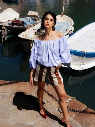 Âme Antwerp Nanny Shorts - White/Camel