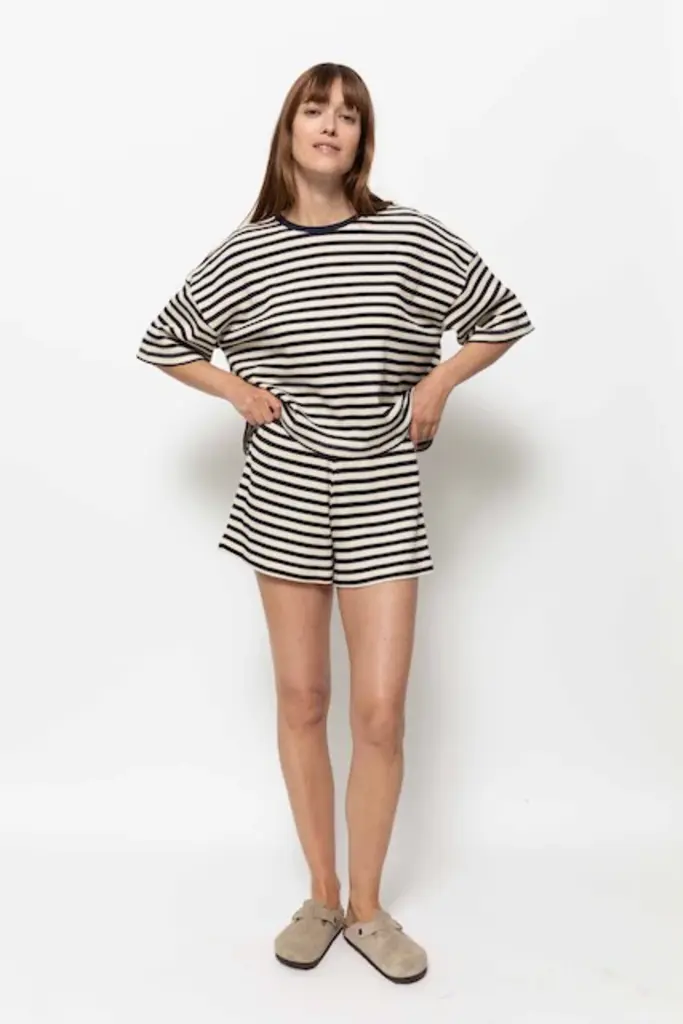 Âme Antwerp Nash Shorts - Blue/Ecru