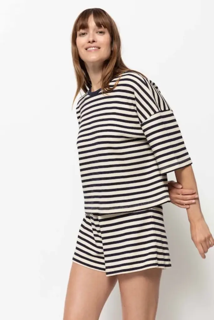 Âme Antwerp Klaxon T-shirt - Blue/Ecru