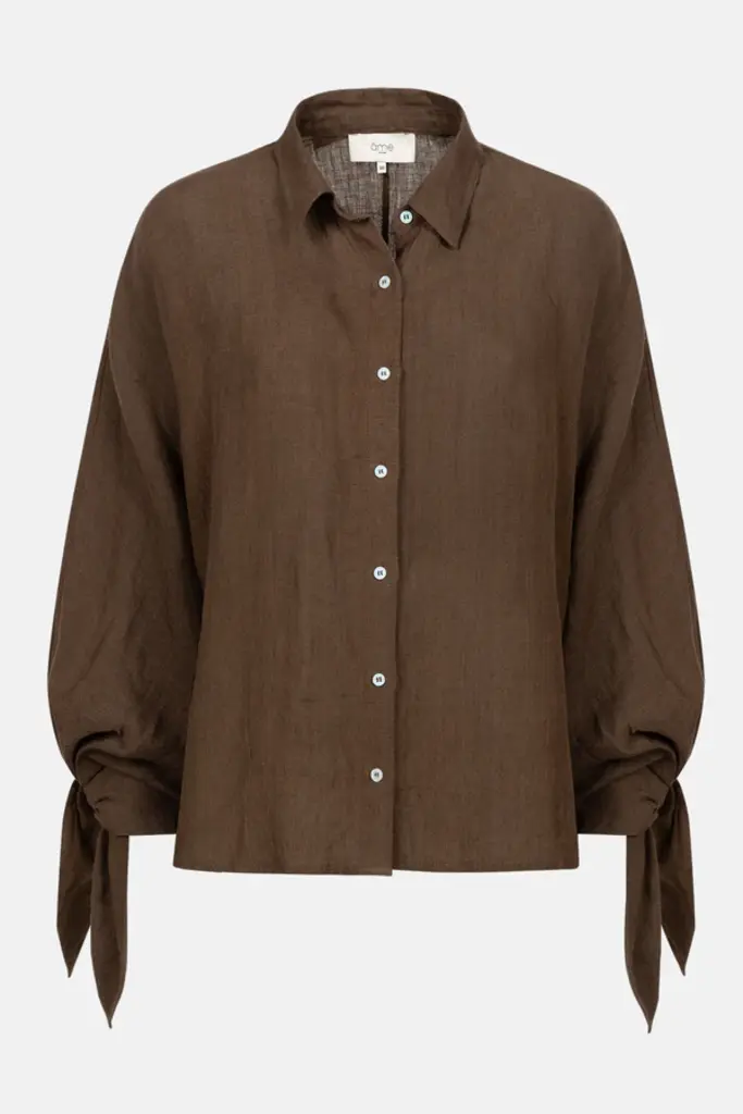 Âme Antwerp Nugget Linen Shirt - Brown