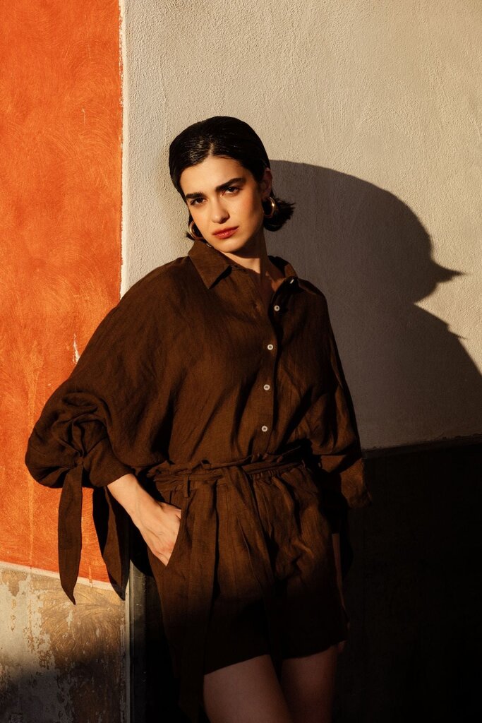 Âme Antwerp Nugget Linen Shirt - Brown