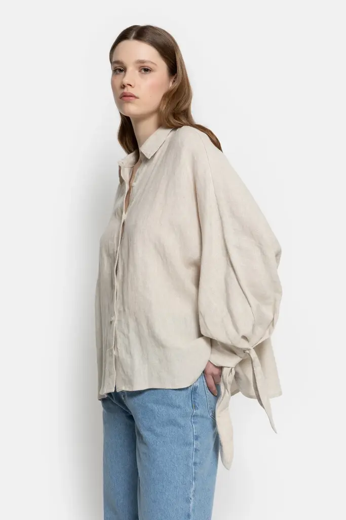 Âme Antwerp Nugget Linen Shirt - Beige