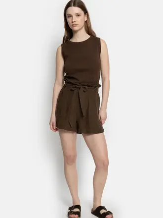 Âme Antwerp Lilla Linen Shorts - Brown