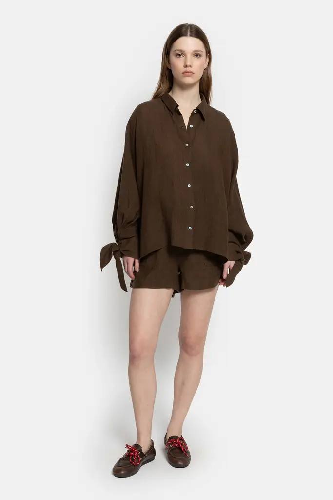 Âme Antwerp Lilla Linen Shorts - Brown