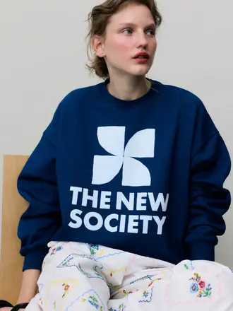 The New Society TNS Logo Sweatshirt - Ocean Indigo