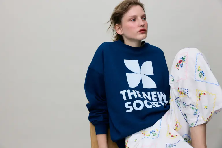 The New Society TNS Logo Sweatshirt - Ocean Indigo