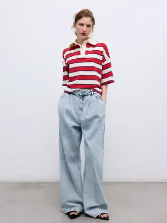 The New Society Acacia Polo - Tulip Red Stripe