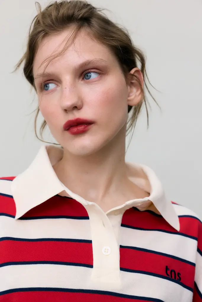 The New Society Acacia Polo - Tulip Red Stripe