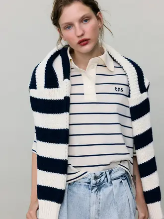 The New Society Acacia Polo - Ecru Stripe