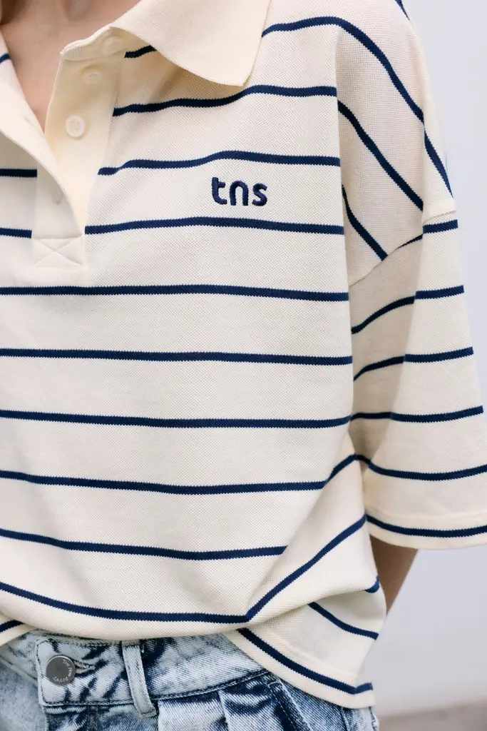 The New Society Acacia Polo - Ecru Stripe