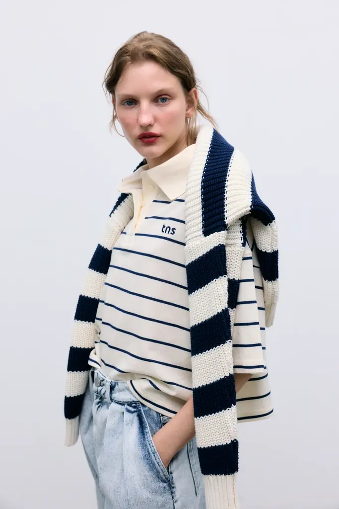 The New Society Acacia Polo - Ecru Stripe