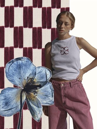 Cou Cou Collection Bali Tank Top - White/Bordeaux