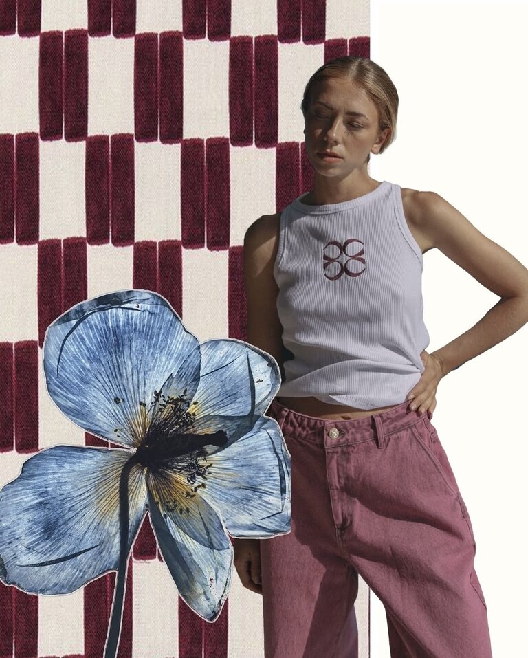 Cou Cou Collection Bali Tank Top - White/Bordeaux