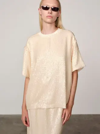 Birgitte Herskind Larsson Sequin T-shirt - Creme