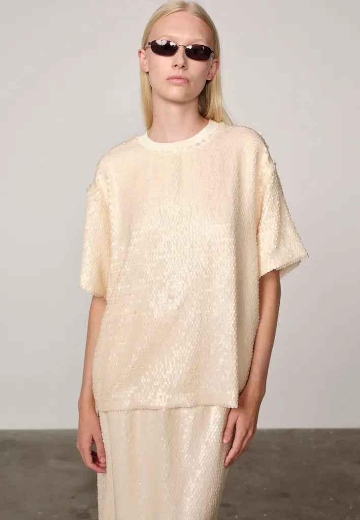 Birgitte Herskind Larsson Sequin T-shirt - Creme