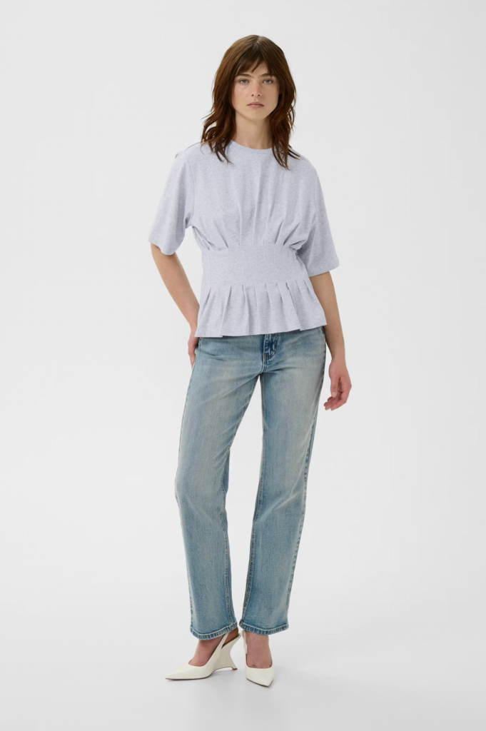 Gestuz Inez Tee - Ultra Light Grey Melange