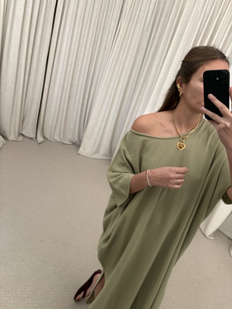 Irenic Maxi Caftan - Celadon Greige/Khaki