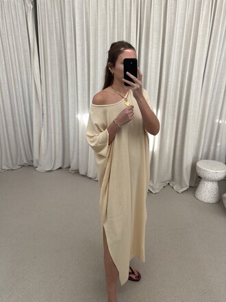 Irenic Maxi Caftan - Beige/Ecru