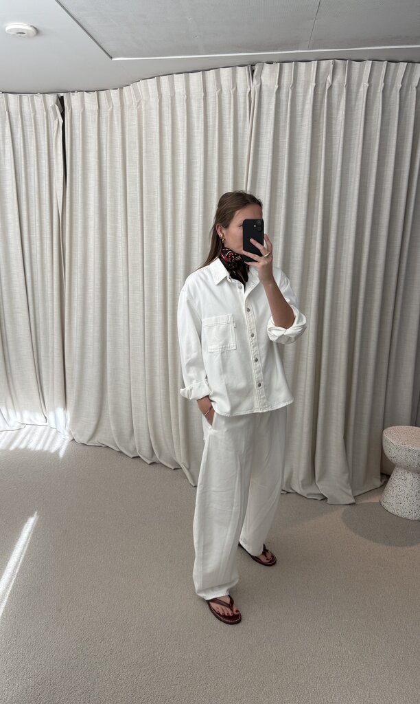 (+) People Mia Cropped Shirt - Bianco Taglia