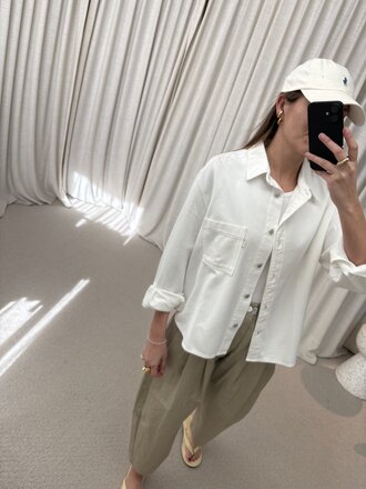 (+) People Mia Cropped Shirt - Bianco Taglia