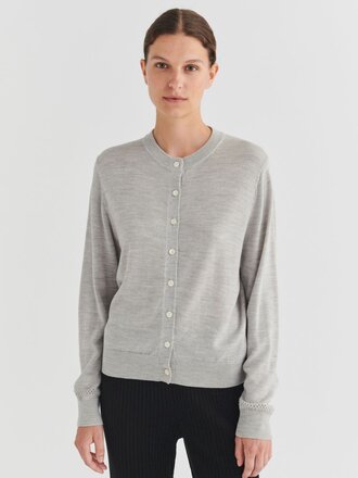 FUB Wool Cardigan - Light Grey Melange