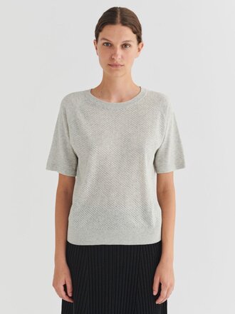 FUB Pointelle Tee - Light Grey Melange