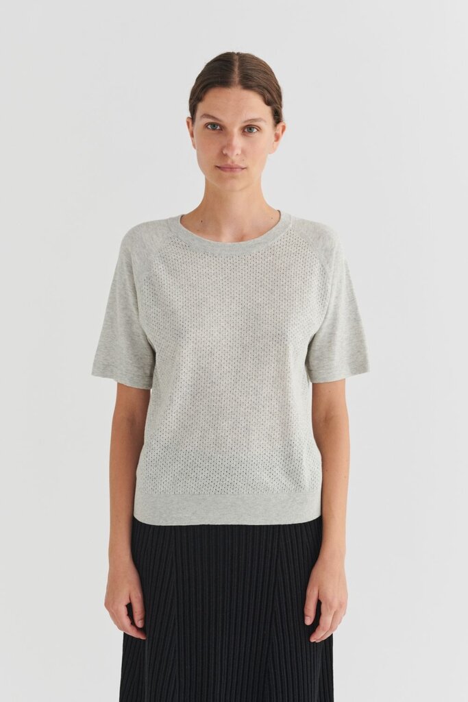 FUB Pointelle Tee - Light Grey Melange