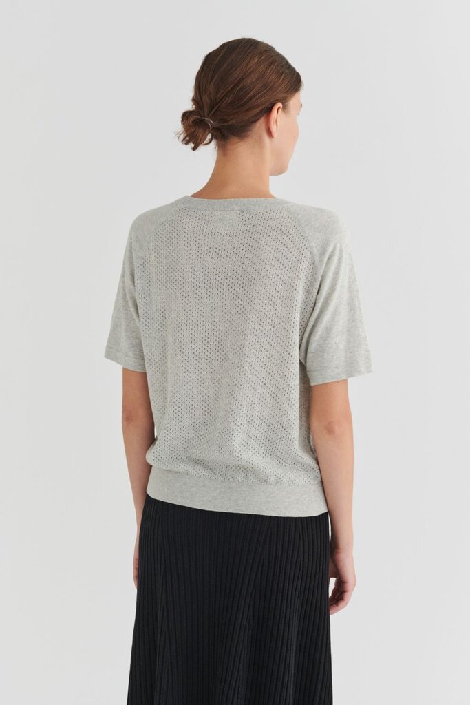 FUB Pointelle Tee - Light Grey Melange