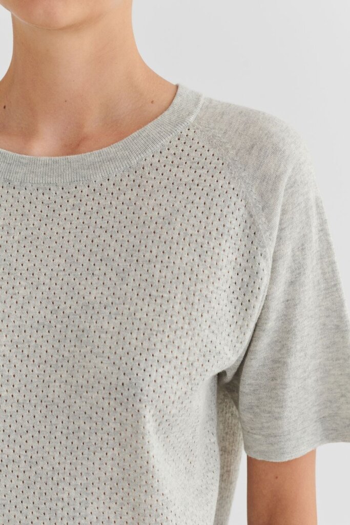 FUB Pointelle Tee - Light Grey Melange