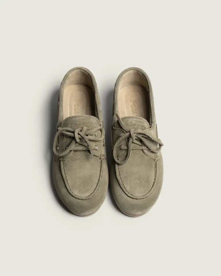 Posa Boat Loafer Brushed Suede - Khaki