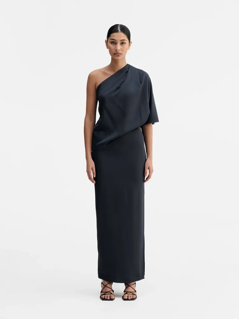 Ahlvar Gallery Hana Long Pencil Skirt - Blue Grey