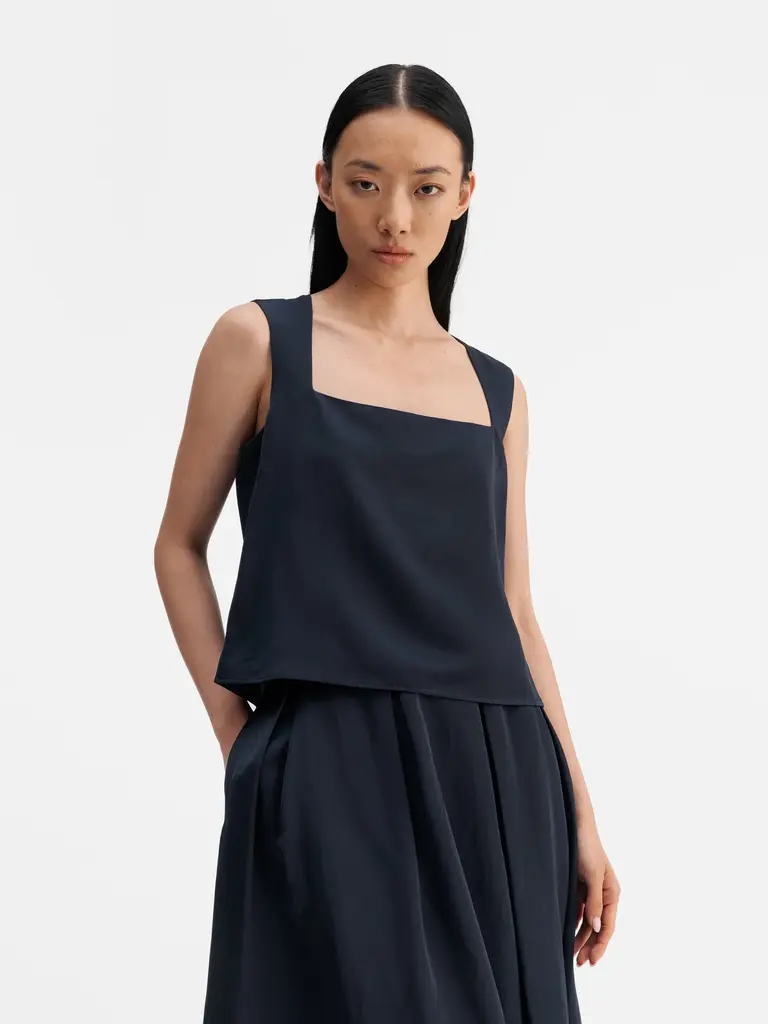 Ahlvar Gallery Della Linen Top - Blue Grey