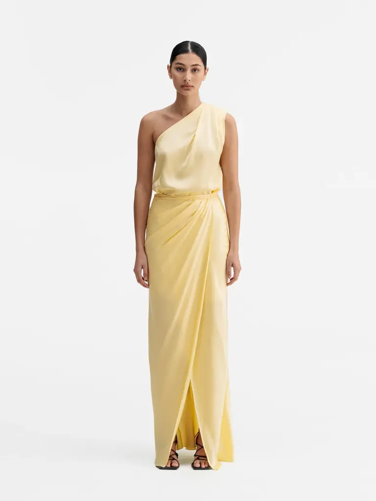Ahlvar Gallery Ella Satin Wrap Dress - Light Yellow
