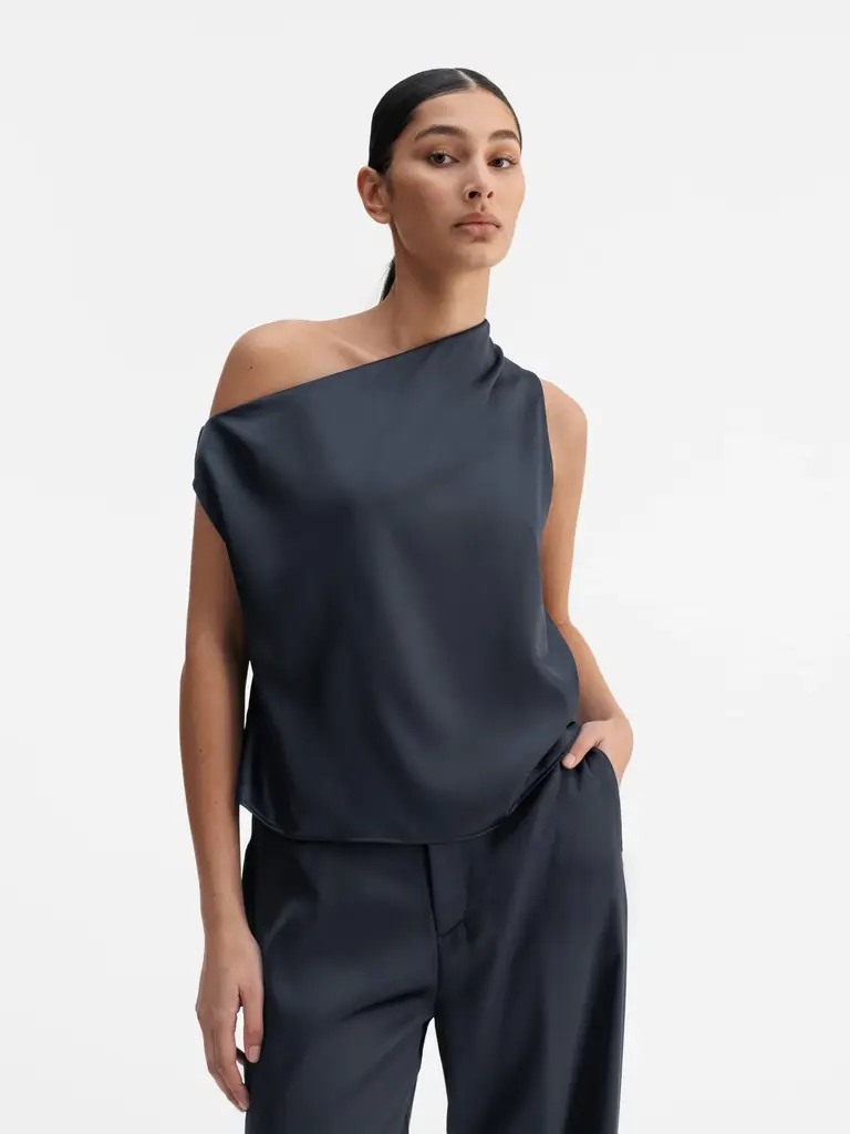 Ahlvar Gallery Lacy Satin Tank Top - Blue Grey