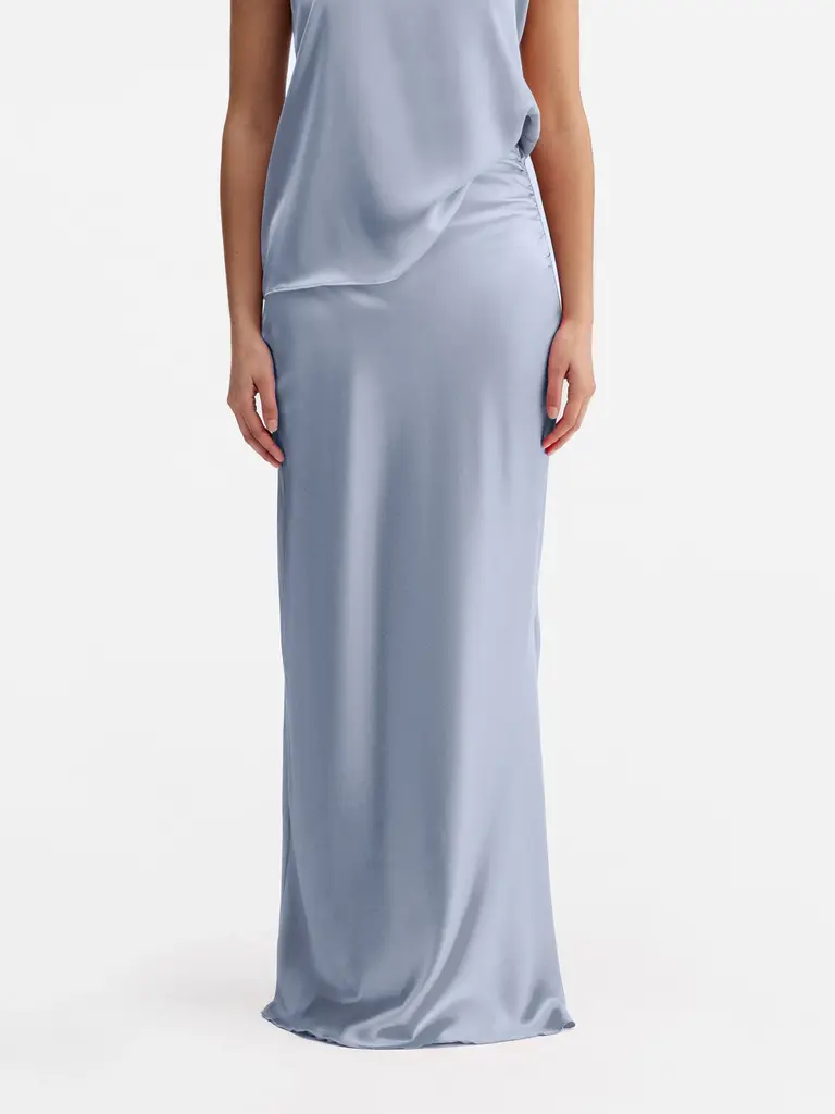 Ahlvar Gallery Hana Long Logo Skirt - Denim Blue