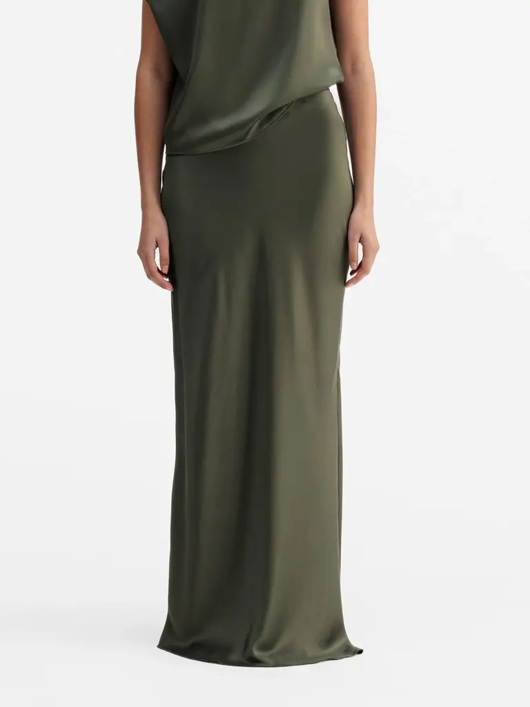 Ahlvar Gallery Hana Long Logo Skirt - Olive Green