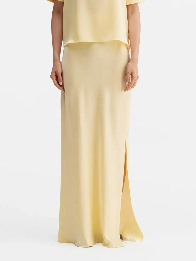 Ahlvar Gallery Hana Long Logo Skirt - Light Yellow