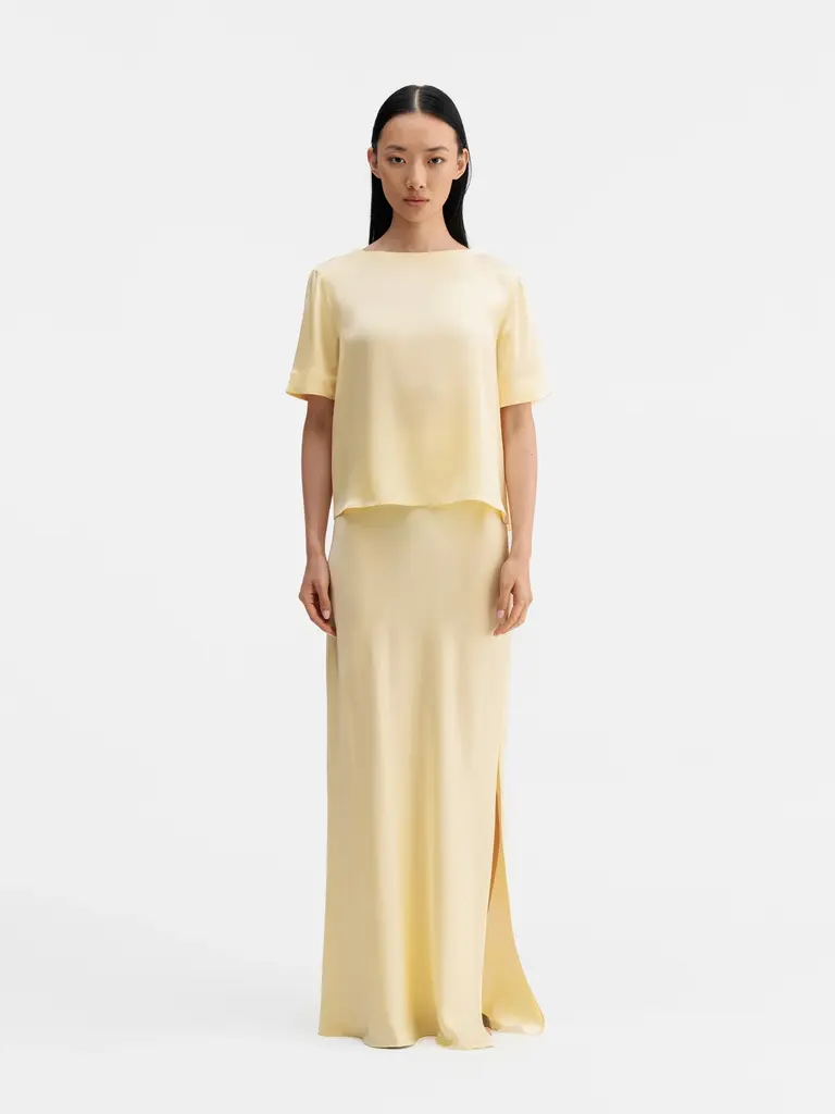 Ahlvar Gallery Hana Long Logo Skirt - Light Yellow