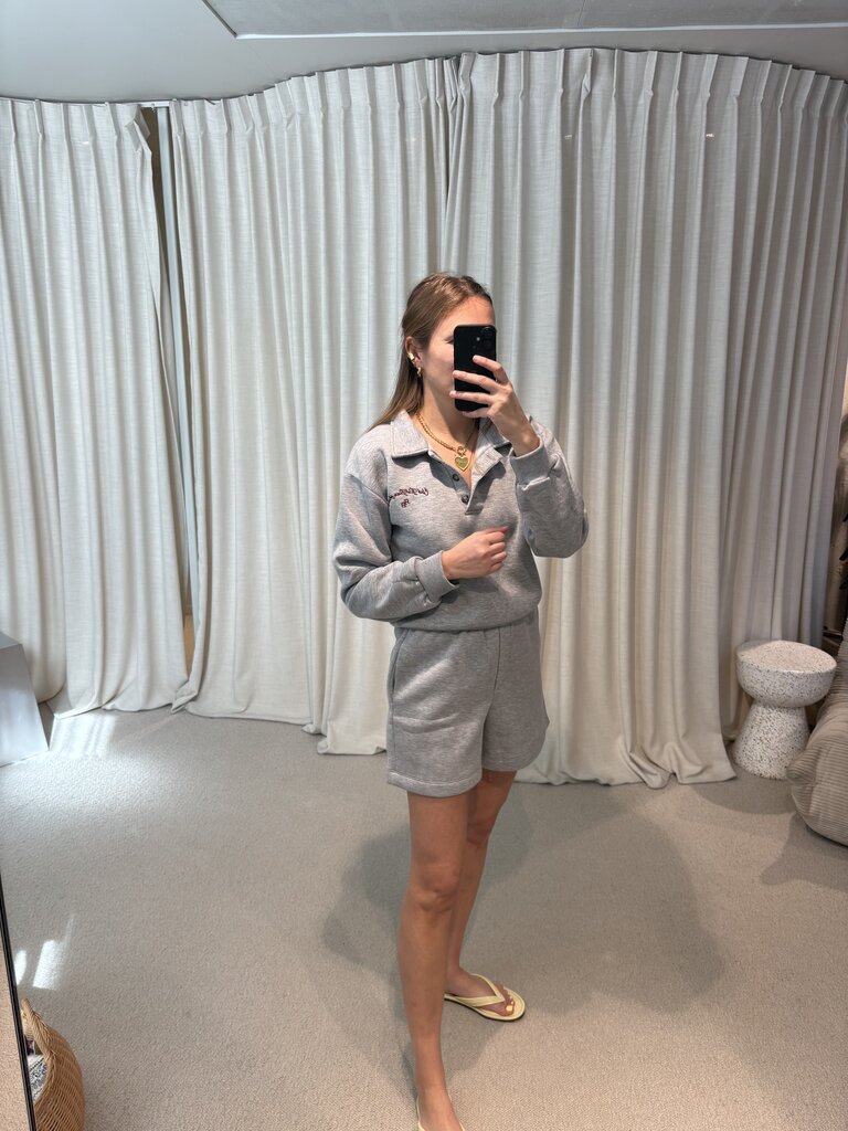 RE/BORN Beatrice polo sweater - Grey melange