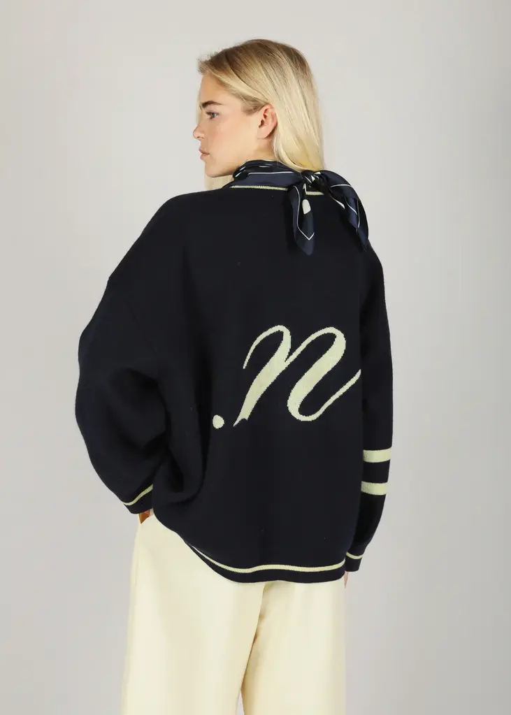 NOTED Benny cardigan - Butter yellow/ dark blue